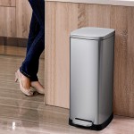 Tempat Sampah Stainless Steel Kapasitas Besar 30L, Pembukaan Operasi Pedal, Tempat Sampah Daur Ulang Dalam Ruangan